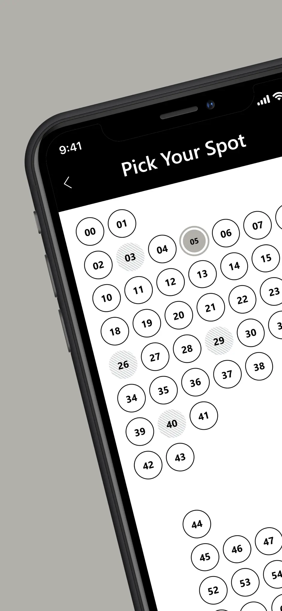 Korio Method app screen showing the Pick Your Spot interface